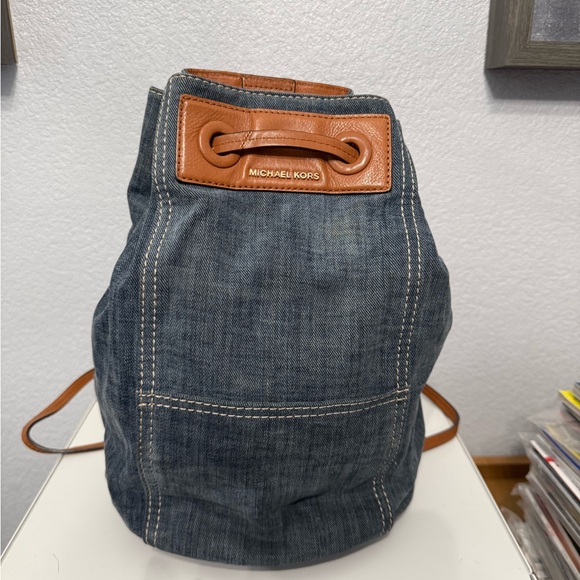 Michael Kors Blue and Brown Backpack